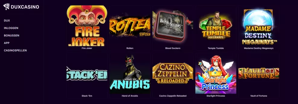 Dux Casino – Tot €500 + 150 Gratis Spins welkomstbonus voor Nederlandse spelers